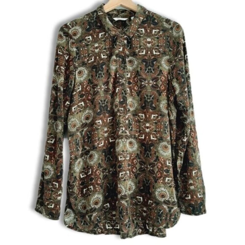REITMANS Boho Floral Utility Sleeve Pullover Blouse Sz L